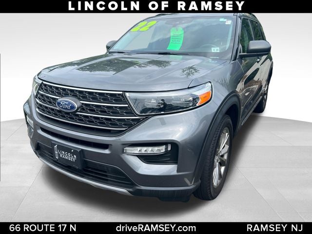 2022 Ford Explorer XLT in Gray Metallic — front three-quarter view