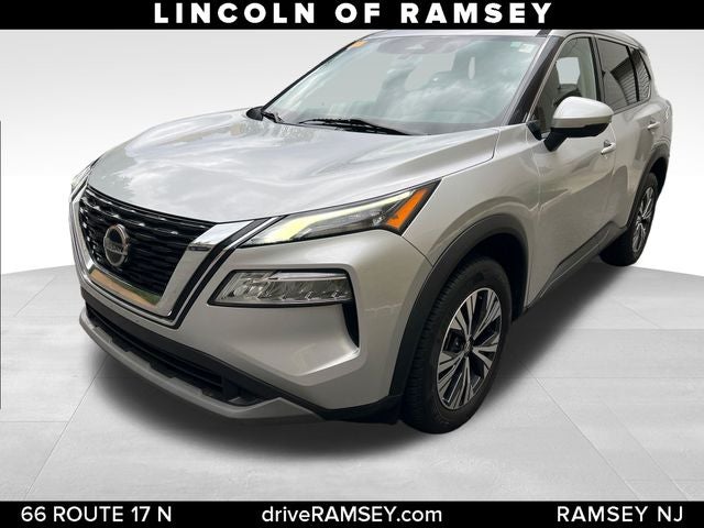 2021 Nissan Rogue SV in Brilliant Silver Metallic — front three-quarter view